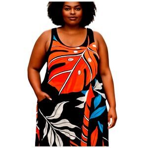 NWT Shein 0X Women's Sleeveless Maxi BOHO Sun Dress Plus Size14W 16W New Tags